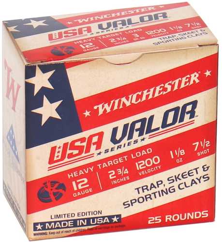 Winchester USA Valor 12 Gauge 2.75 LS 1-1/8 Oz #7.5 25 Rounds